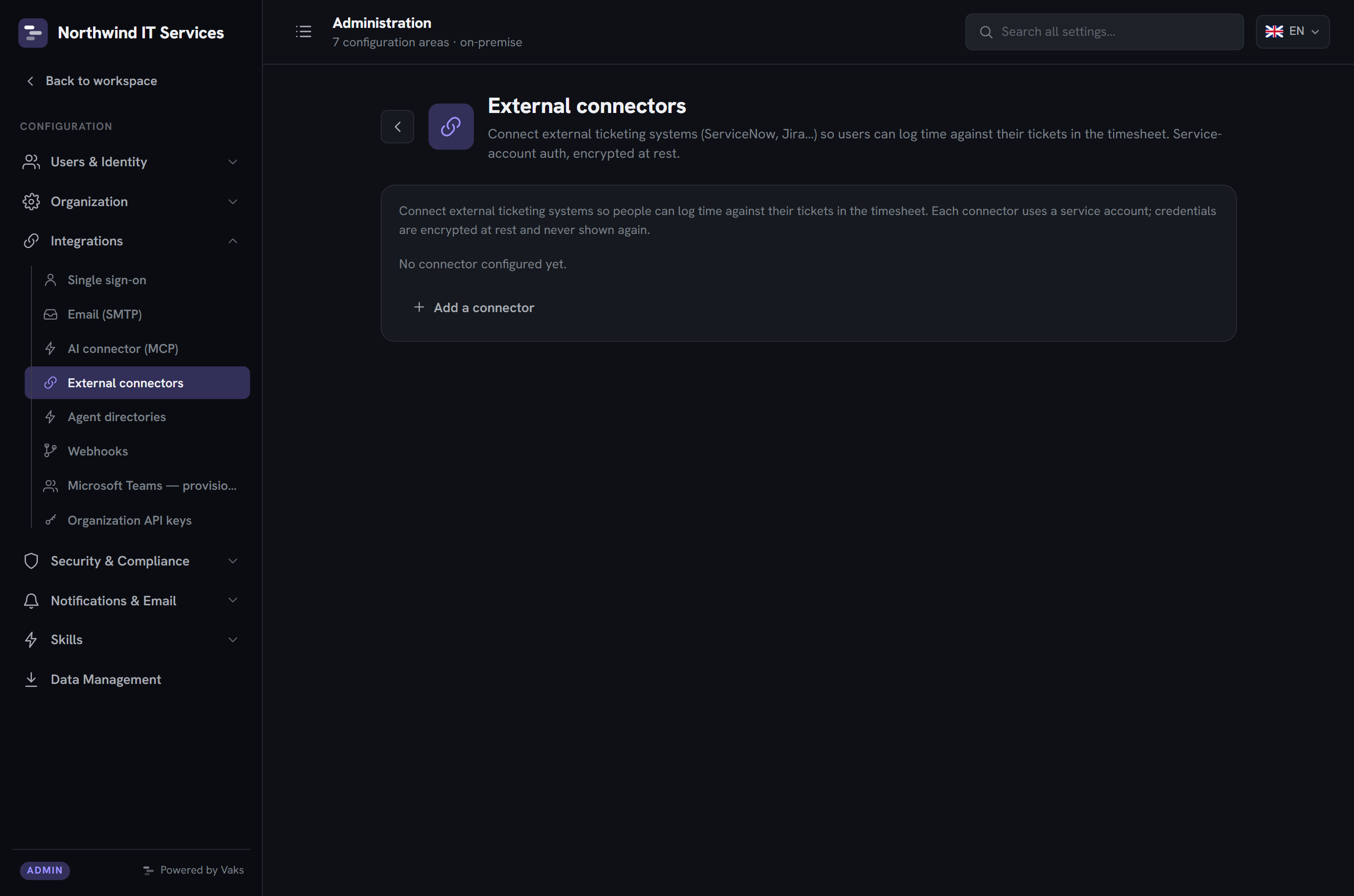 Admin: external ticketing connectors